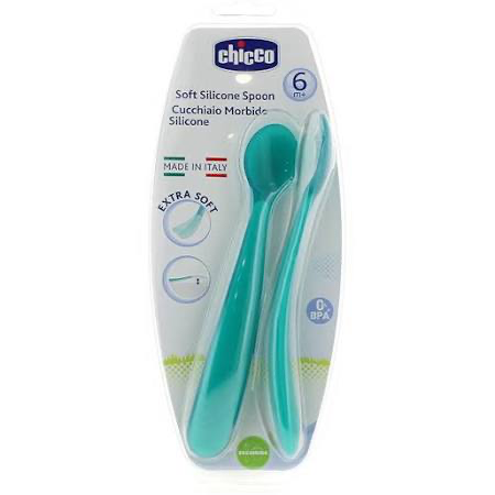 Chicco Colher Silicone Azul 6m+ - Farmácia Garcia