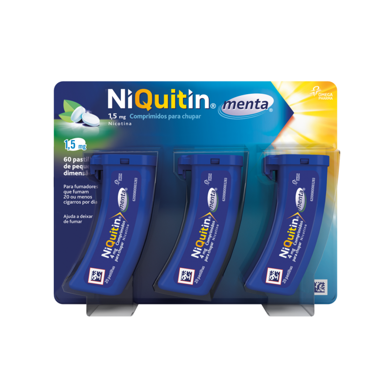 NiQuitin Menta, 1,5 mg x 60 comp chupar - Farmácia Garcia