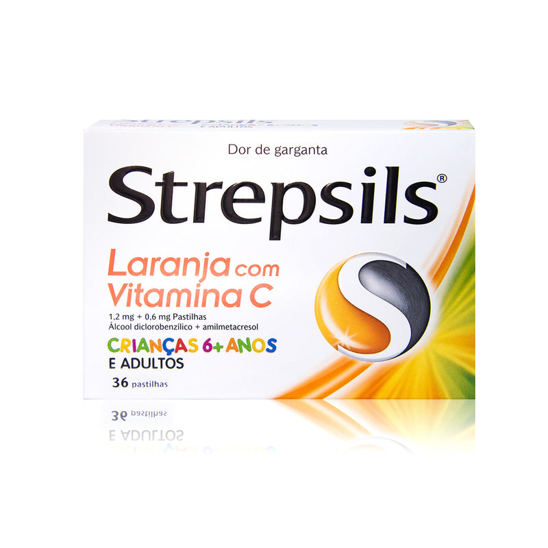Strepsils Laranja com Vitamina C, 1,2/0,6 mg x 36 pst - Farmácia Garcia