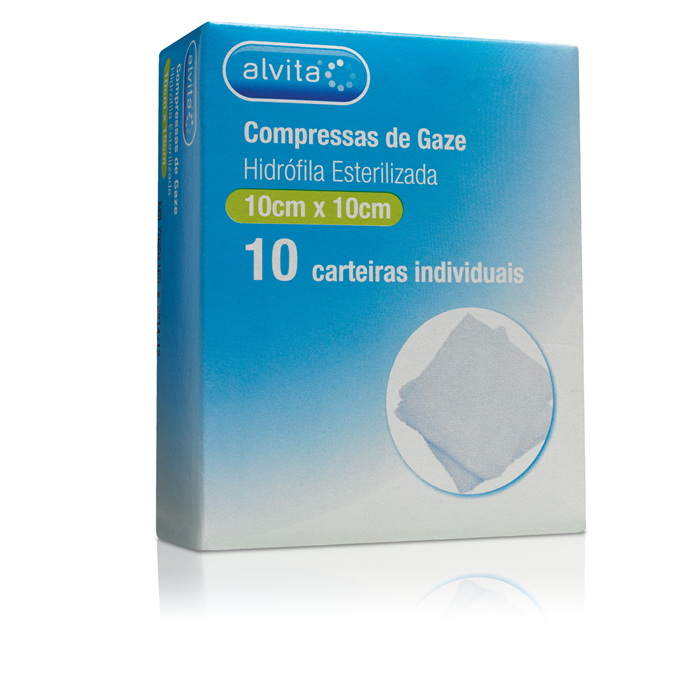 Alvita Compressa Gaze Esterilizado 10x10cmx10 - Farmácia Garcia
