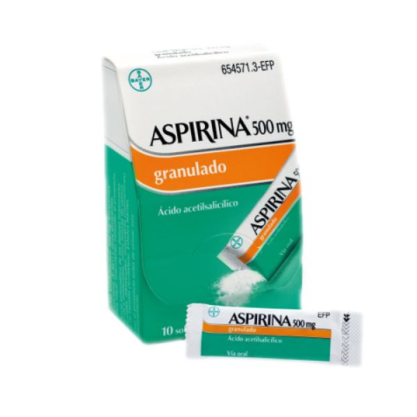 Aspirina 500 mg Granulado, 500 mg x 10 gran - Farmácia Garcia
