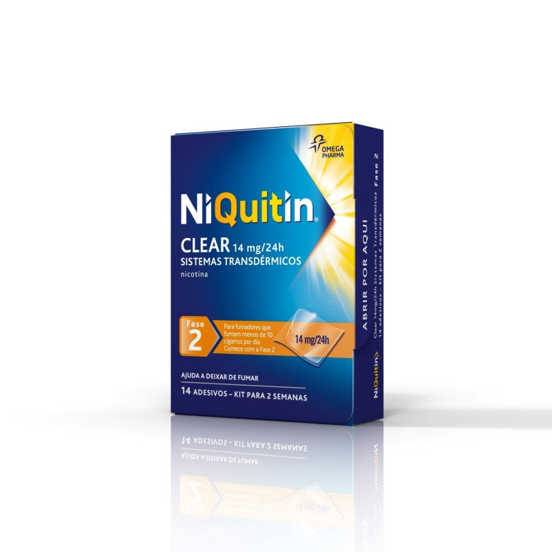 NiQuitin Clear, 14 mg/24 h x 14 sist transder - Farmácia Garcia