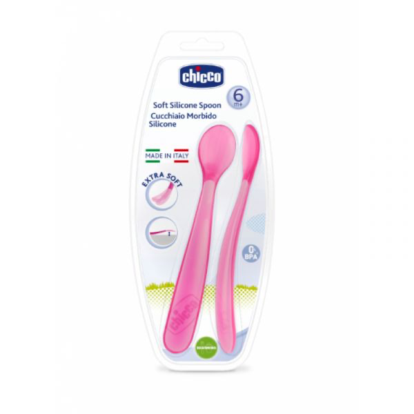 Chicco Colher Silicone Rosa 6m+ - Farmácia Garcia