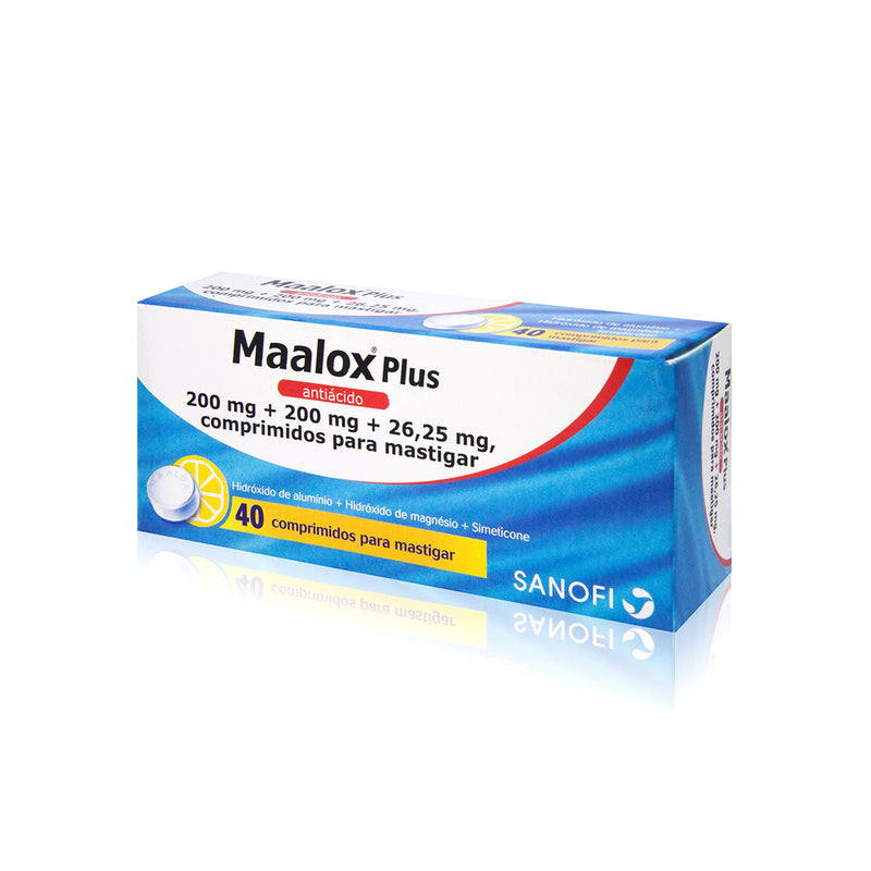 Maalox Plus 200/200/26,25mg x 40 comp mast - Farmácia Garcia