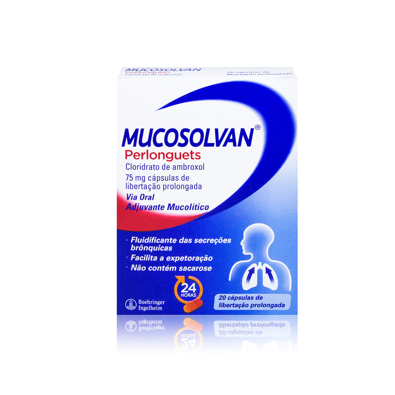 Mucosolvan Perlonguets, 75 mg x 20 cáps lib prol - Farmácia Garcia