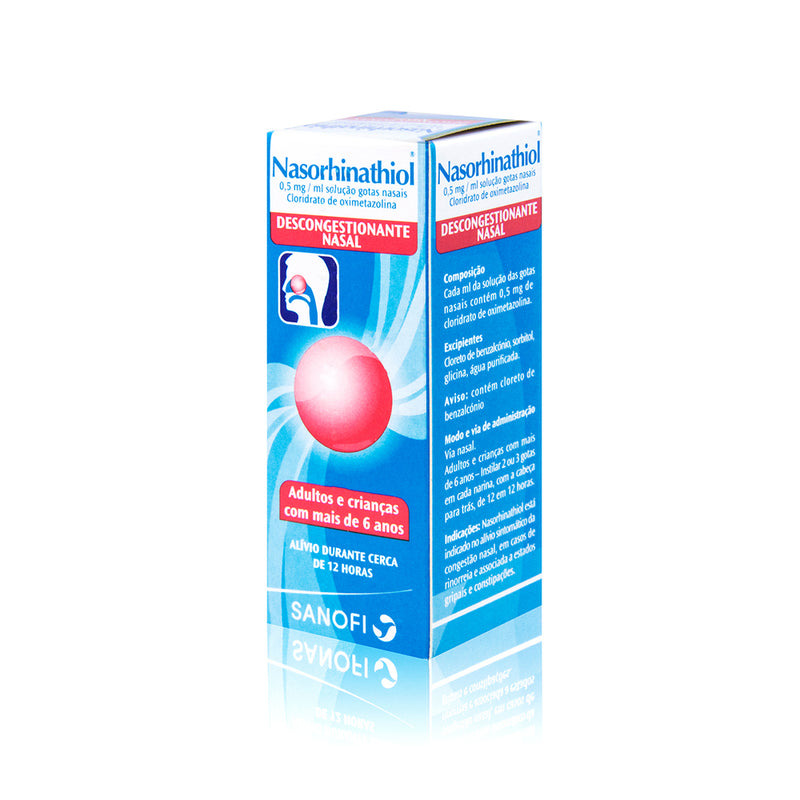 Nasorhinathiol, 0,5 mg/mL-15 mL x 1 sol nasal conta-gotas - Farmácia Garcia