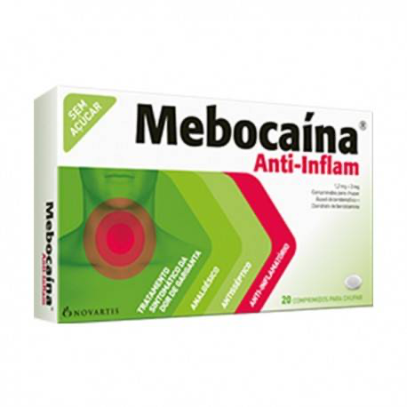 Mebocaína Anti-Inflam, 1,2/3 mg x 20 comp chupar - Farmácia Garcia