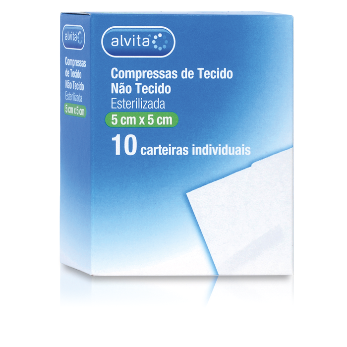 Alvita Compressas Esterilizadas Tecido não Tecido 5x5cm X10 - Farmácia Garcia