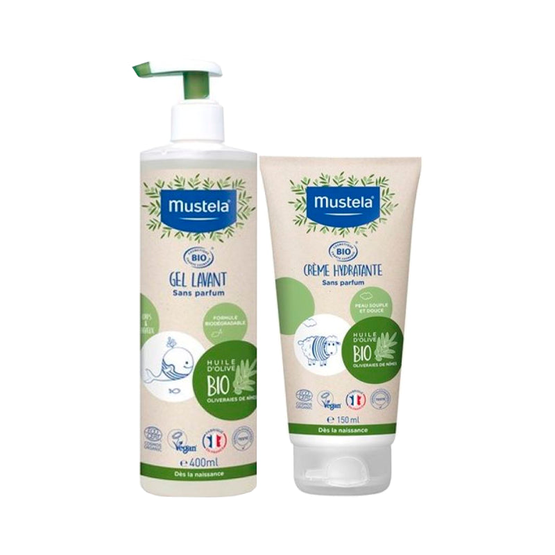 Mustela Bio Pack Gel de Banho 400ml + Creme Hidratante 150ml Sem Perfume - Farmácia Garcia