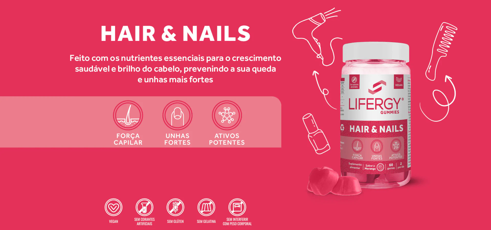 LIFERGY Hair and Nails 60 Gomas - Farmácia Garcia